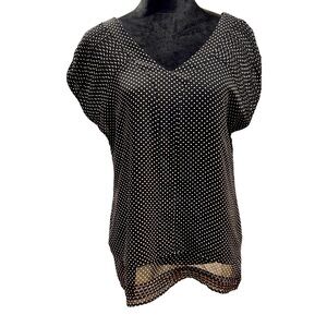 Converse One Star Blouse Women Medium Black White Star Print V Neck Flowy Top